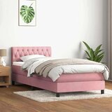  spring postelja z vzmetnico roza 90x220 cm žamet, (22054121) | Shoptok.si