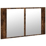 vidaXL LED kopalniška omarica z ogledalom dim. hrast 80x12x45 akril | Shoptok.si
