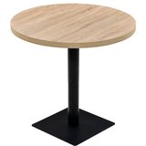  The Living Store Bistro miza mediapan in jeklo okrogla 80x75 cm barva hrasta - Jedilna Miza, (21444538) | Shoptok.si