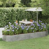 vidaXL Visoka greda iz prašno premazanega jekla 322x100x36 cm srebrna | Shoptok.si