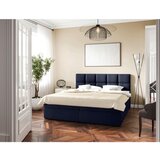 MID.YOU POSTELJA Z VZMETNICO 140 cm x 200 cm , les, tekstil, leseni material temno modra | Shoptok.si