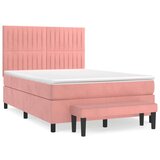  Box spring postelja z vzmetnico roza 140x200 cm žamet, (20895707) | Shoptok.si