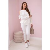 Kesi Set of sweatshirt with bow on sleeves and ecru leggings | shoptok.hr