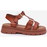 EVENTO Eco Leather Sandals Women With Buckles Camel Mireza | Shoptok.si