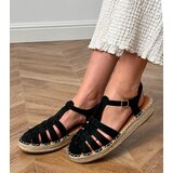  Black faux suede gladiator espadrille sandals Talejda | ePonuda.com
