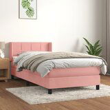 The Living Store Box spring postelja z vzmetnico roza 100x200 cm žamet - Box Spring Postelja, (21491597) Cene