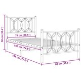  Metalni okvir kreveta uzglavlje i podnožje crni 75x190 cm | shoptok.hr