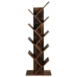samostojeći regal za knjige, 5-nivojski, industrijski stil, 50 &times; 25 &times; 141,5 cm, rustikalno smeđa i crna,
