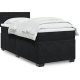 vidaXL Box spring postelja z vzmetnico črn 90x190 cm žamet | Shoptok.si