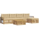 vidaXL Zunanja garnitura za sedenje 7 pcs Bela in bež Poliester, (5000271385) | Shoptok.si