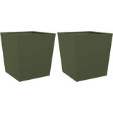 vidaXL Vrtno korito 2 kosa olivno zelena 50x50x50 cm jeklo | Shoptok.si