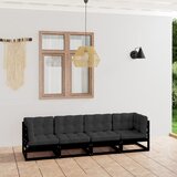 The Living Store vrtni kavč štirised z blazinami trdna borovina - vrtni kavč, (21427174) Cene