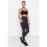 Trendyol Dark Anthracite Matte Full Length Sports Tights with Extra tummy-Constraining Layer