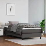 vidaXL Vzmetnica z žepkasto vzmetjo siva 90x190x20 cm umetno usnje | Shoptok.si