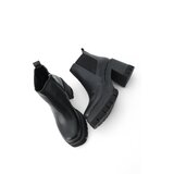 Marjin Women's Zippered Elastic Detail Heeled Boots Veros Black. Cene'.'