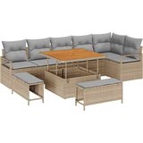  Sjedeća garnitura za vrt 9 kom. Bež Poli ratan 287 x 122 x 85 cm | shoptok.hr