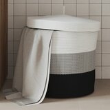 vidaXL Košara za shranjevanje s pokrovom bela in črna Ø40x35 cm bombaž | Shoptok.si