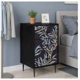 vidaXL Noćni ormar DOKKUM 2 kom. Crni hrast 36 x 33 x 61 cm - Plavi afti uzorak 2 | shoptok.hr