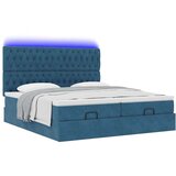  Otomanski posteljni okvir z vzmetnicami moder 160x200 cm žamet, (21653409) | Shoptok.si