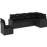 vidaXL Vrtna sedežna garnitura 6-delna z blazinami črna poli ratan, (21023275) | Shoptok.si
