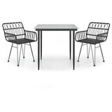  3-dijelni vrtni blagovaonski set od poliratana crni Crna 80 x 80 x 74 cm | shoptok.hr