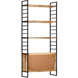 Police Knjižna omara 4-nadstropna 80x30x180 cm robusten mangov les | Shoptok.si