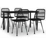  5-dijelni vrtni blagovaonski set od poliratana crni Crna Dužina stola 140 cm | Shoptok.si