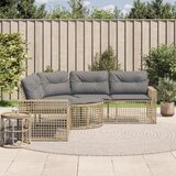 Maison Chic Vrtni kavč - Zunanji kavč z blazinami in stolčkom za noge bež poli ratan, (22040524) | Shoptok.si