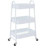vidaXL Voziček za shranjevanje 3-nadstropna bel 42x41,5x77 cm jeklo | Shoptok.si
