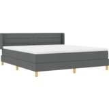 vidaXL krevet sa sandukom s madracem tamno siva 180x200 cm tkanina, uzglavlje s dizajnom linija tamno siva 180 cm tkanina | shoptok.hr