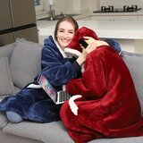 VERKGROUP HOODIE rdeča odeja z rokavi in belo žepno obrobo | Shoptok.si