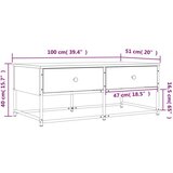  Stolić za kavu siva boja hrasta 100x51x40 cm konstruirano drvo | shoptok.hr