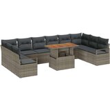  11-dijelni vrtni sofa set s jastučićima sivi poli ratan akacija 2-sjedalni vrtni sofa s jastučićima sivi poli ratan | shoptok.hr
