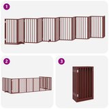  Vrata za pse s vratašcima 12 panela sklopiva 600 cm drvo topole Smeđa 50 x 90 x 2 cm | shoptok.hr