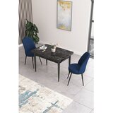 Hanah home trpezarijski set Nil, sto i 2 stolice, ploča u dekoru crnog mermera, teget tkanina Babyface | Eponuda.com
