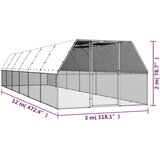 Vanjski kavez za kokoši 3 x 12 x 2 m od pocinčanog čelika | shoptok.hr
