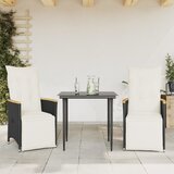  The Living Store Vrtni naslanjač 2 kosa z blazinami črn poli ratan - Vrtni Naslanjač, (21461399) | Shoptok.si