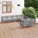 Maison Chic Seti vrtnega pohištva - Vrtna garnitura - Vrtni pohištvo set 8-delna trdna borovina siva, (21800035) | Shoptok.si