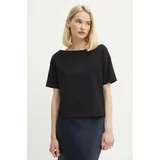 Sisley Bombažna kratka majica ženski, črna barva