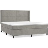 The Living Store Box spring postelja z vzmetnico svetlo siva 160x200 cm žamet - Box Spring Postelja, (21491843) | Shoptok.si