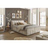 MID.YOU POSTELJA Z VZMETNICO 160 cm x 200 cm , tekstil, leseni material bež | Shoptok.si