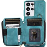 INORCO Za Samsung Galaxy S23 Ultra torbica za telefon s stojalom na zadrgo, torba za kartice, usnje + TPU ovitek za telefon s trakovi, (22036049) | Shoptok.si
