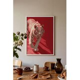 Wallxpert uramljena slika 115262, beli tigar na crvenoj pozadini, 50 x 70 cm, beli ram | Eponuda.com