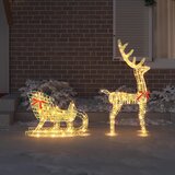  Reindeer vuče saonice Topla bijela 70 x 26 x 129 cm PET | shoptok.hr