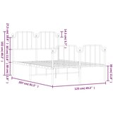 vidaXL Kovinski posteljni okvir z vzglavjem in vznožjem bel 120x200 cm | Shoptok.si