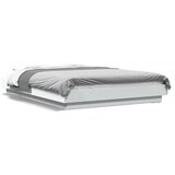 Maison Chic Posteljni okvir - Dvoposteljna postelja - Zakonska postelja z LED lučkami bel 135x190 cm inženirski les, (21697407) | Shoptok.si