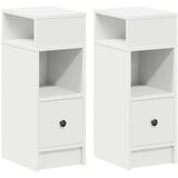 vidaXL Nočne omarice s predalom 2 kosa bela 25x31x66 cm | Shoptok.si