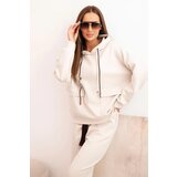 Kesi Włoski Women's set butter hoodie with pants with a belt beige | ePonuda.com