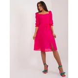 Fashion Hunters Fuchsia midi dress with embroidery