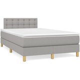 vidaXL Box spring postelja z vzmetnico LED sv. siva 120x190 cm blago | Shoptok.si